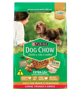 Ração para Cães Adultos Sabor Carne, Frango E Arroz Dog Chow 1kg