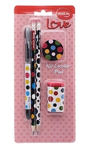 Kit Escolar Love Poá Com 5 Unidades Molin