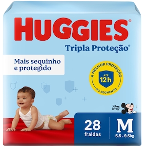Fralda Descartável Infantil Tripla Proteção Tamanho M Huggies 28un
