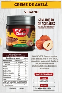 Creme de Avela My Date Sem Açúcar Puro E Leve 160g