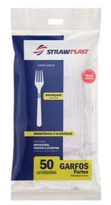 Garfo Descartável Cristal Reforçado Strawplast 50un