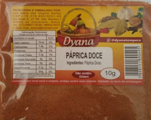 Especiarias Páprica Doce Embalagem 10g