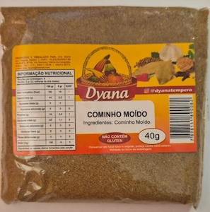 Especiarias Dyana Cominho Moído Embalagem 40g