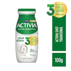 Leite Fermentado Shot Diário Tradicional Zero Lactose Activia 100g