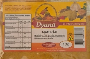 Especiarias Dyana Açafrão Embalagem 10g