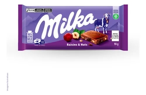 Chocolate Barra ao Leite com Passas e Nozes Milka 90g