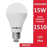 Lâmpada Ourolux Led 6500k 15w Bivolt Embalagem 1 Un