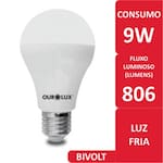 Lâmpada Ourolux Led 6500k 9w Bivolt Embalagem 1un