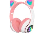 Fone Headphone Orelha Gato Colorido Led Smartphone Geek Gamer Gatinho Rosa