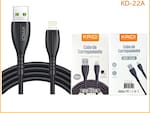 Cabo de carregamento para Iphone Lightning 1m Kaidi Kd-22a Cor Preto