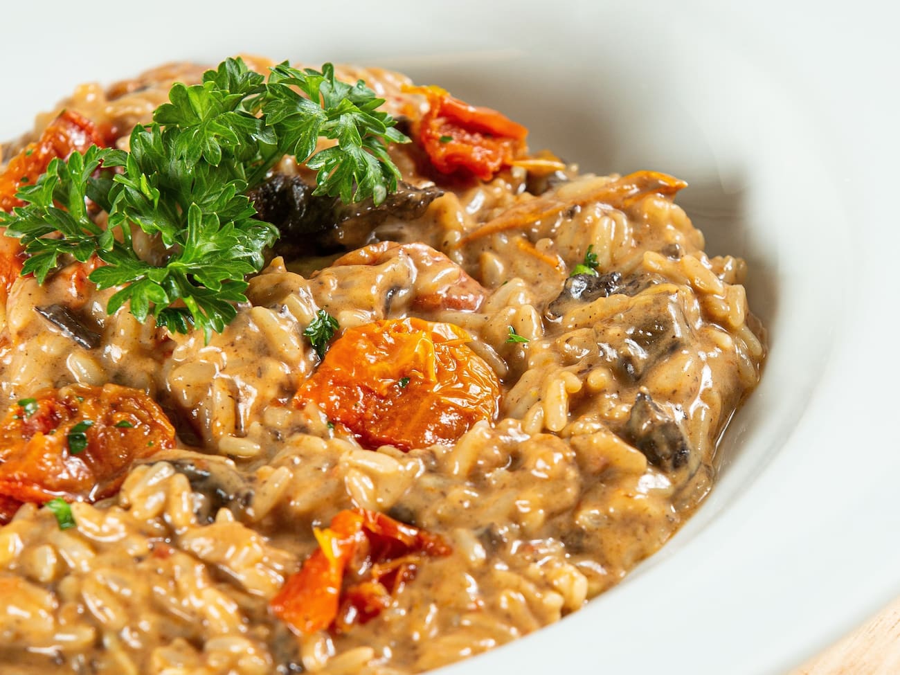 Risoto de Tomate Seco e Funghi (Serve bem Uma Pessoa)