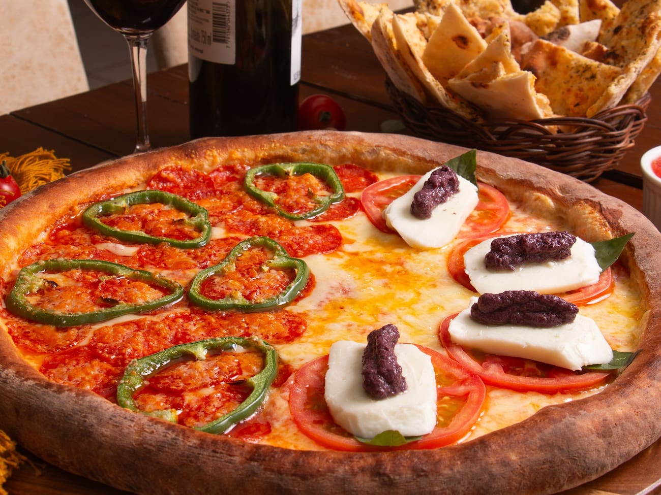 1/2 Pepperoni 1/2 Caprese