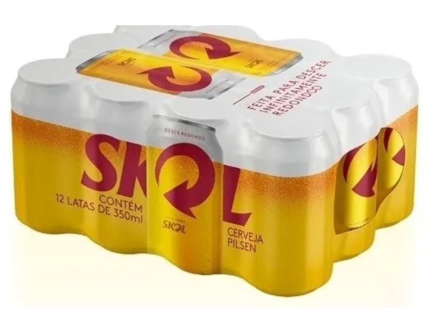 Cerveja Skol 350ml Lata Gordinha Fardo 12 Unidades Gelada