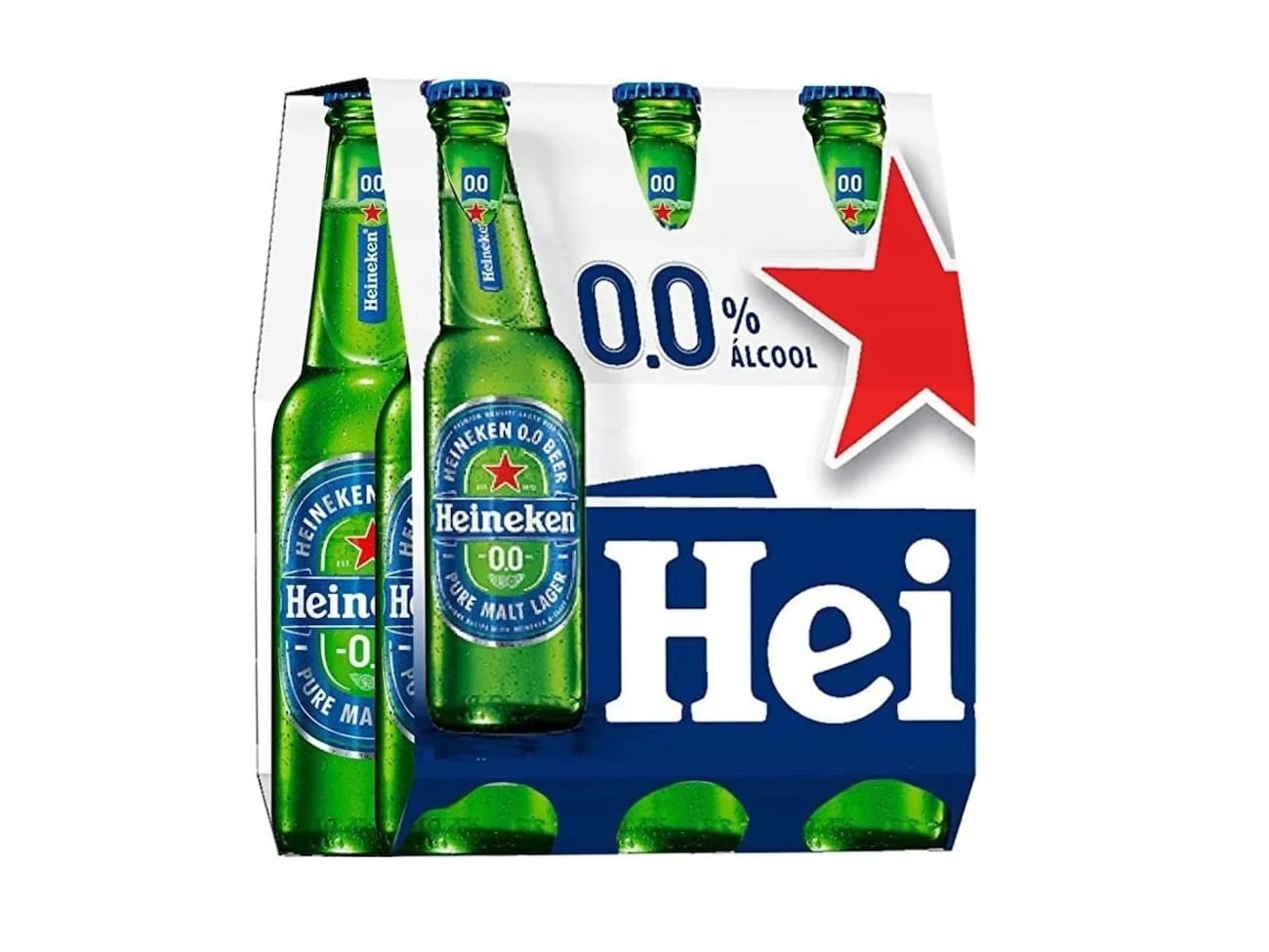 Cerveja Heineken Premium Zero Álcool Long Neck 330ml Fardo 6 Unidades Gelada