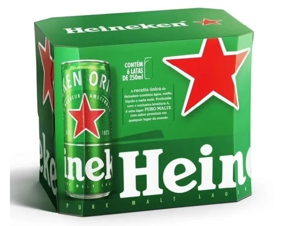 Cerveja Heineken Lata 269ml Fardo com 8 unidades Gelada
